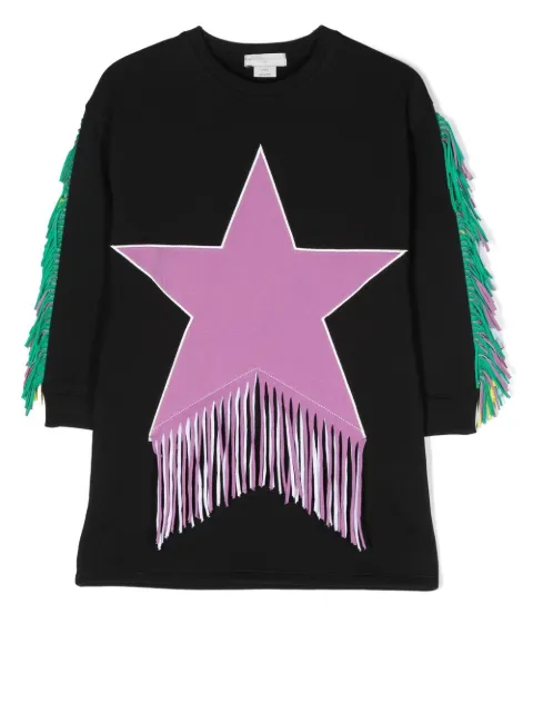 Stella McCartney Kids fringed star-patch sweater dress