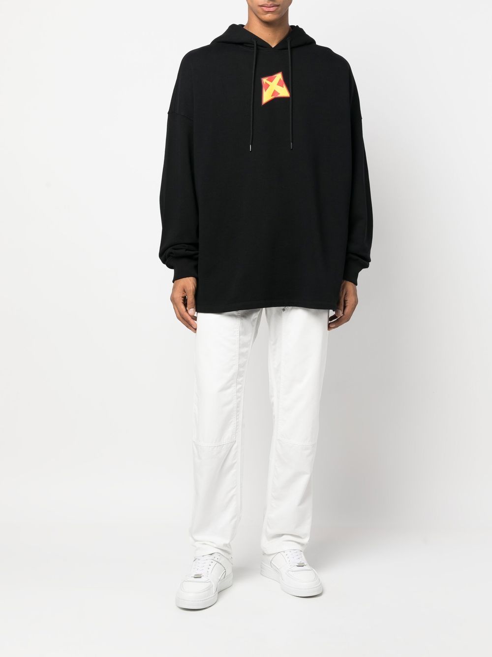 Off-White Hoodie met print - Zwart