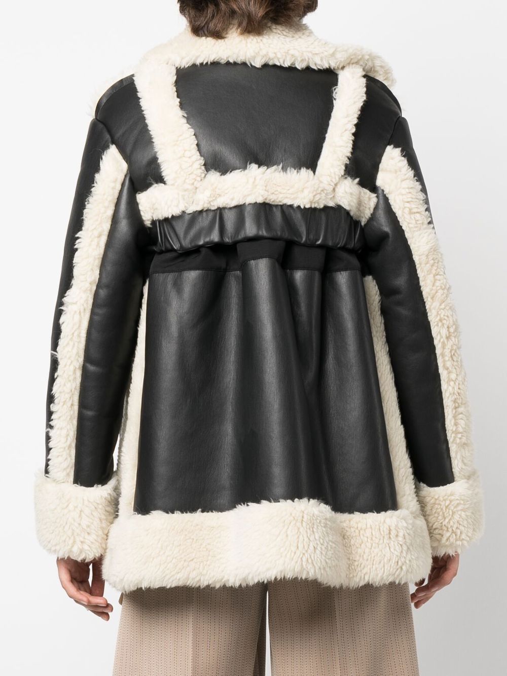 Shop Sacai Double-breasted Leather Coat In Black