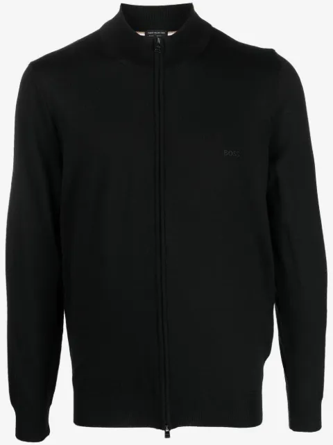 BOSS fine-knit zip-up cardigan 