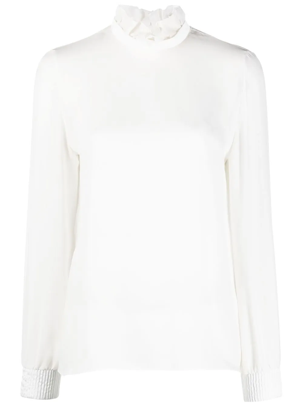 

Emporio Armani blusa de seda con volantes en el cuello - Blanco