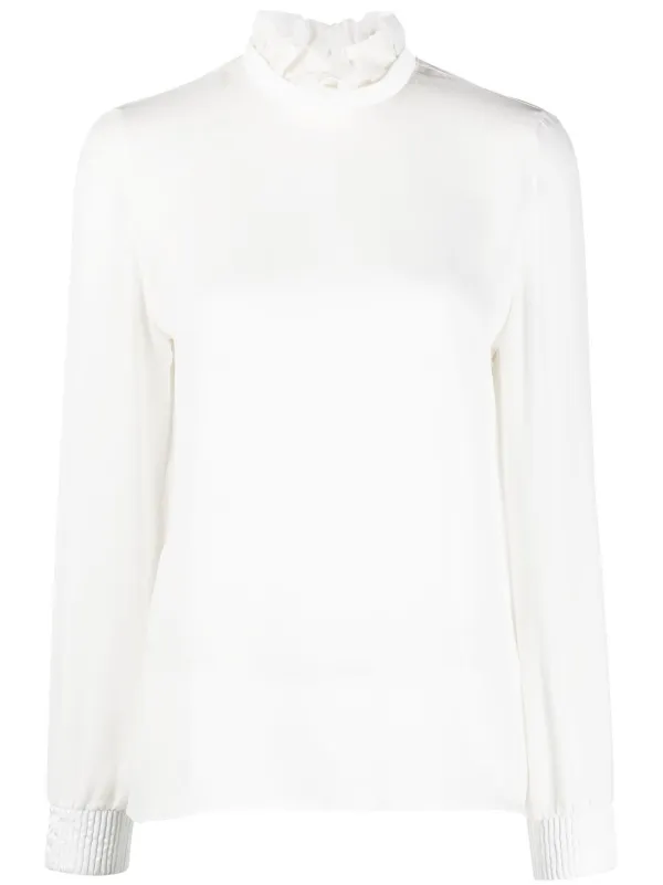 Emporio Armani ruffle-neck Silk Blouse 