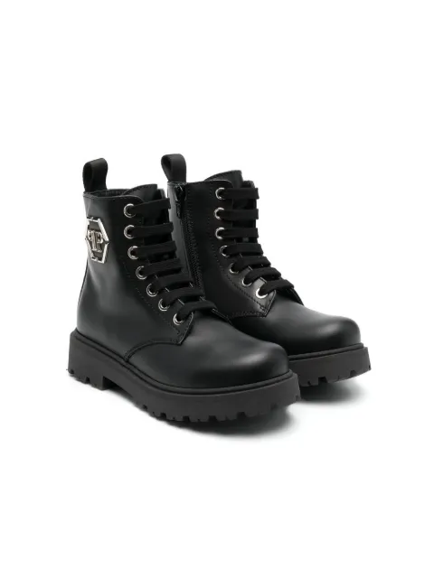 Philipp Plein Junior botas con placa del logo