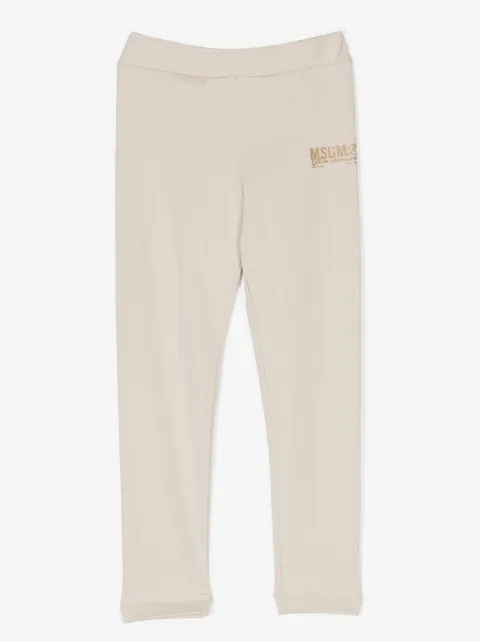 MSGM Kids logo-print cotton leggings