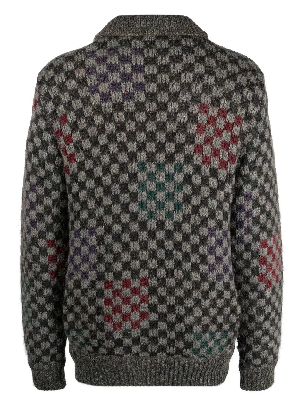 Pre-owned Missoni 1980s Checkered Knitted Jacket In Grey