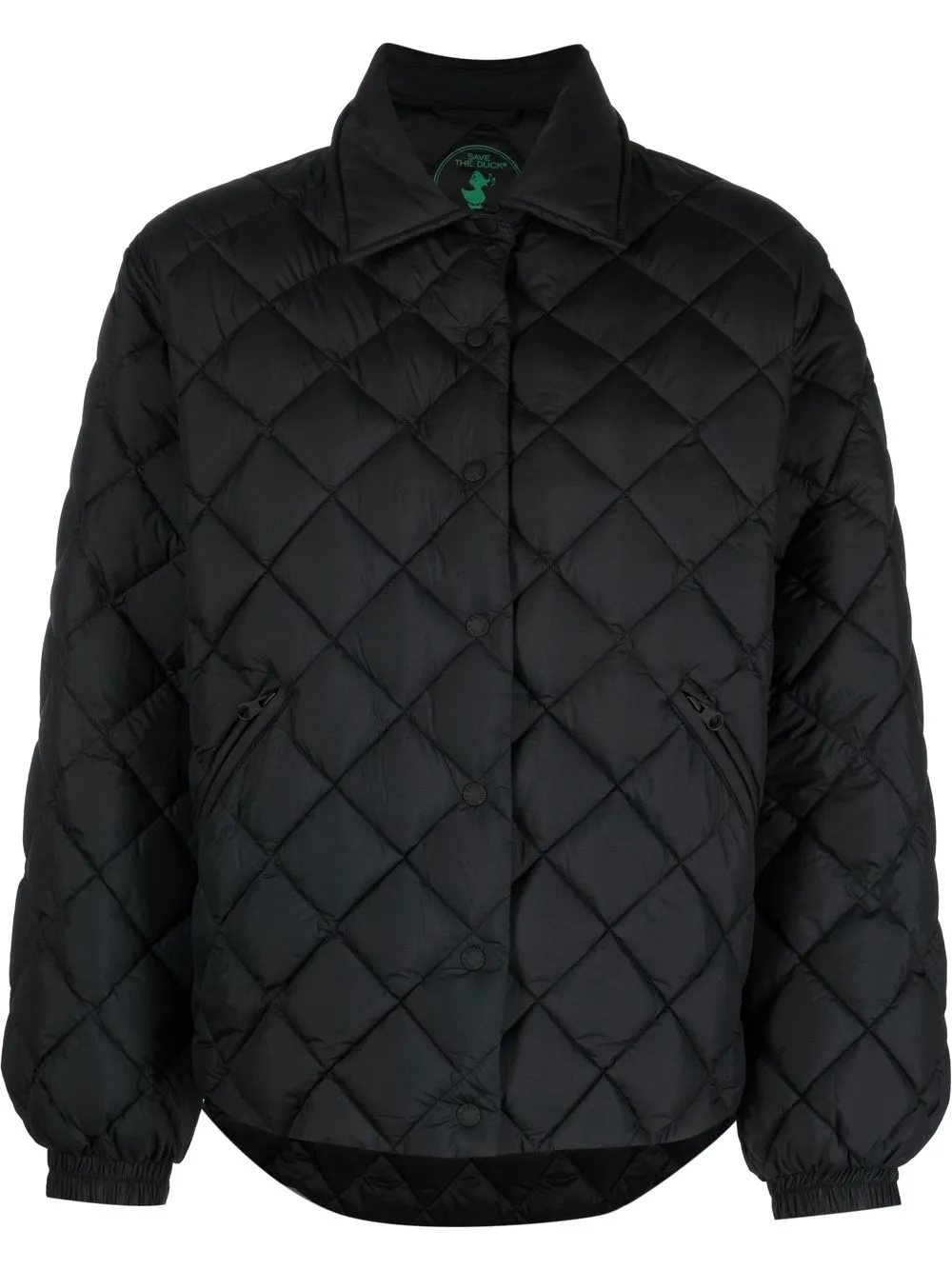 

Save The Duck logo-patch sleeve quilted jacket - Black