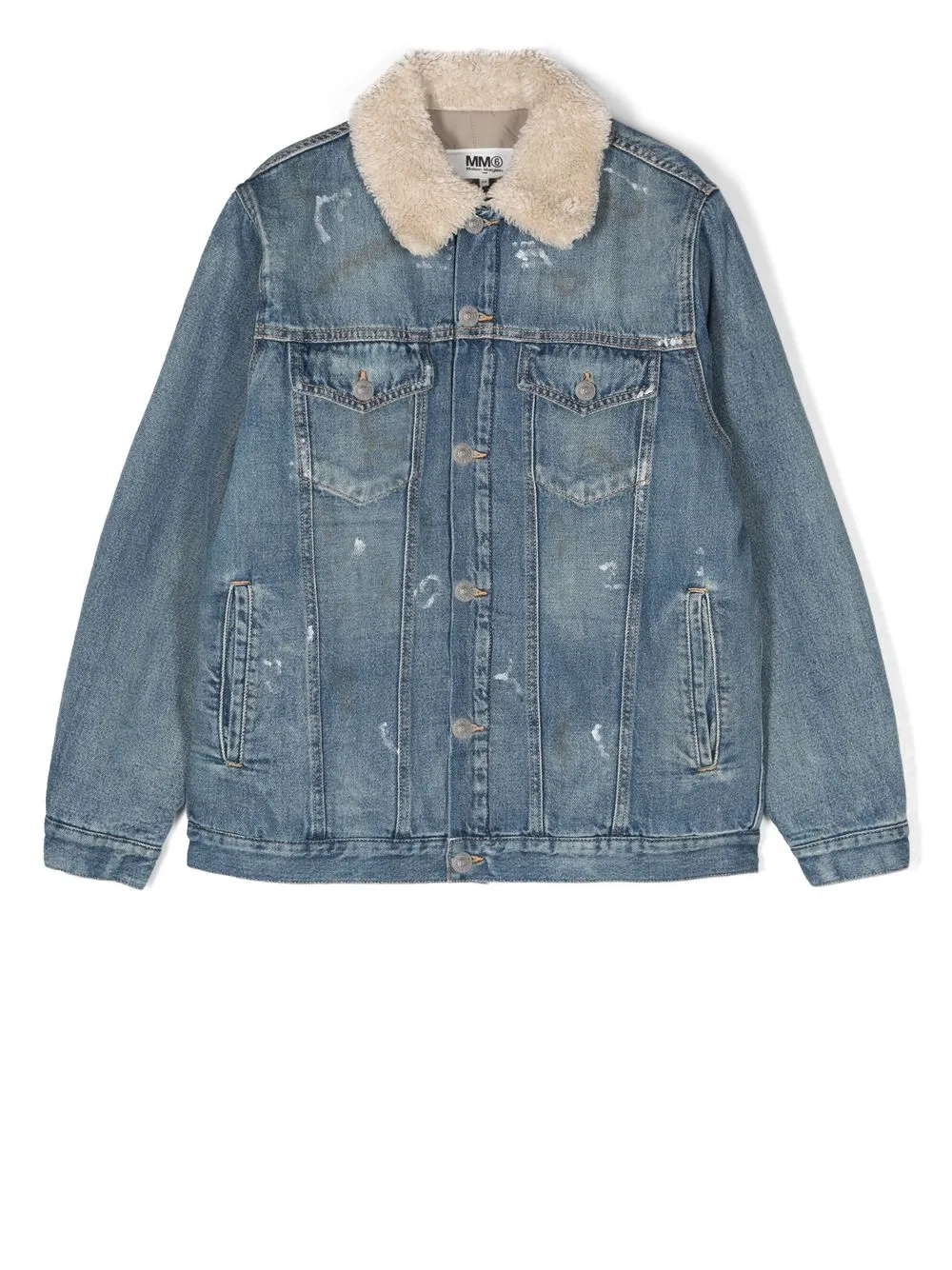 

MM6 Maison Margiela Kids TEEN logo-embroidered denim jacket - Azul