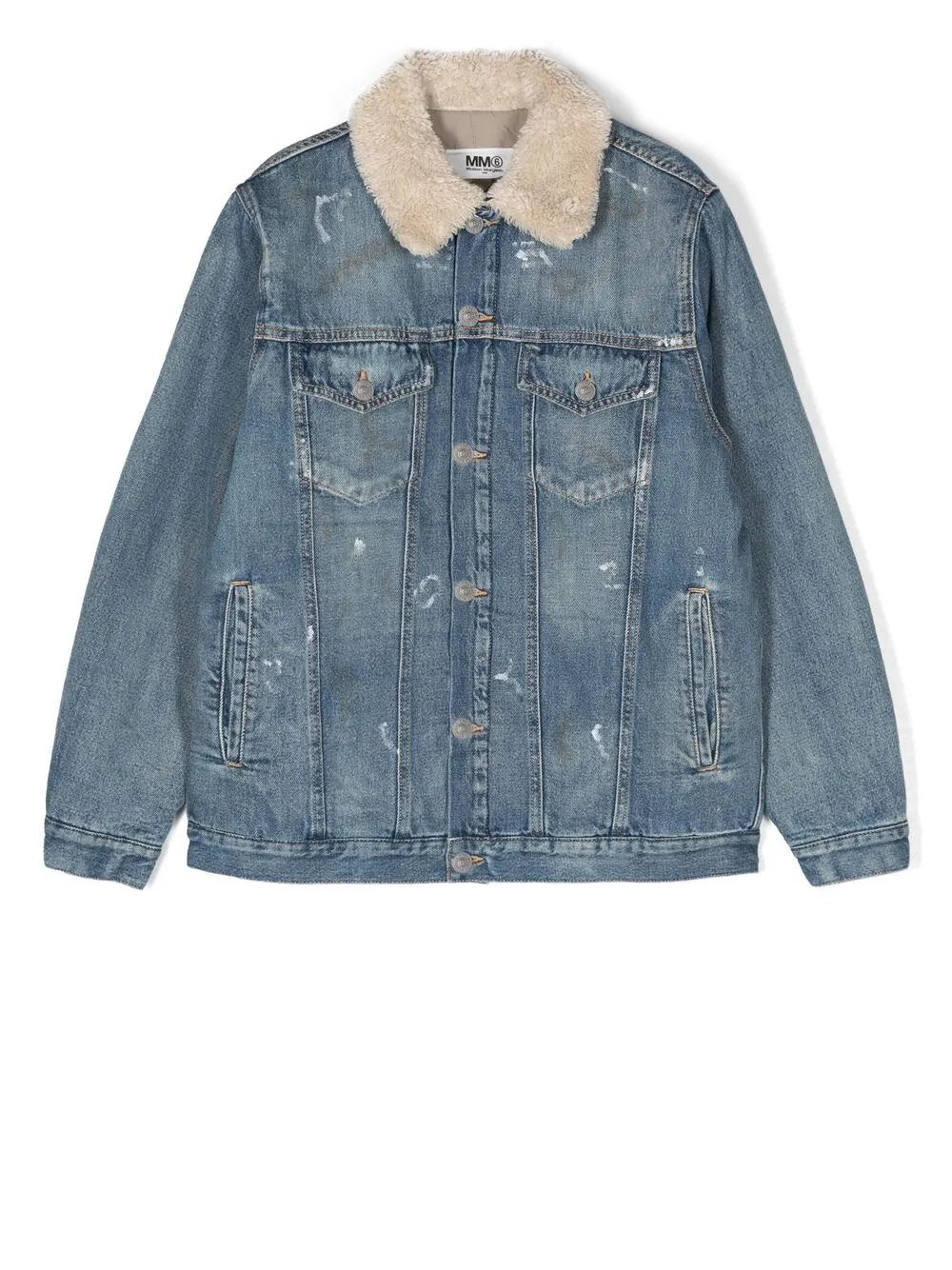 MM6 Maison Margiela Kids TEEN logo-embroidered denim jacket - Blue