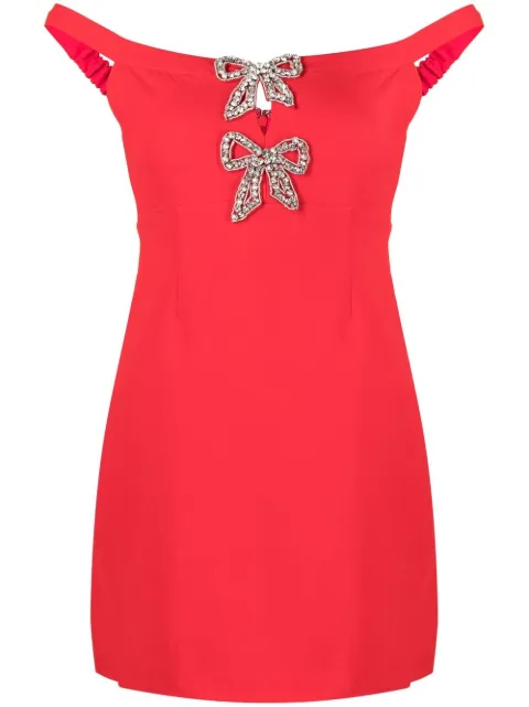 crystal-embellished bow-detail dress