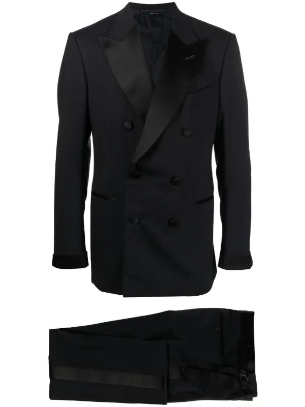 TOM FORD silk trim double breasted Suit Farfetch