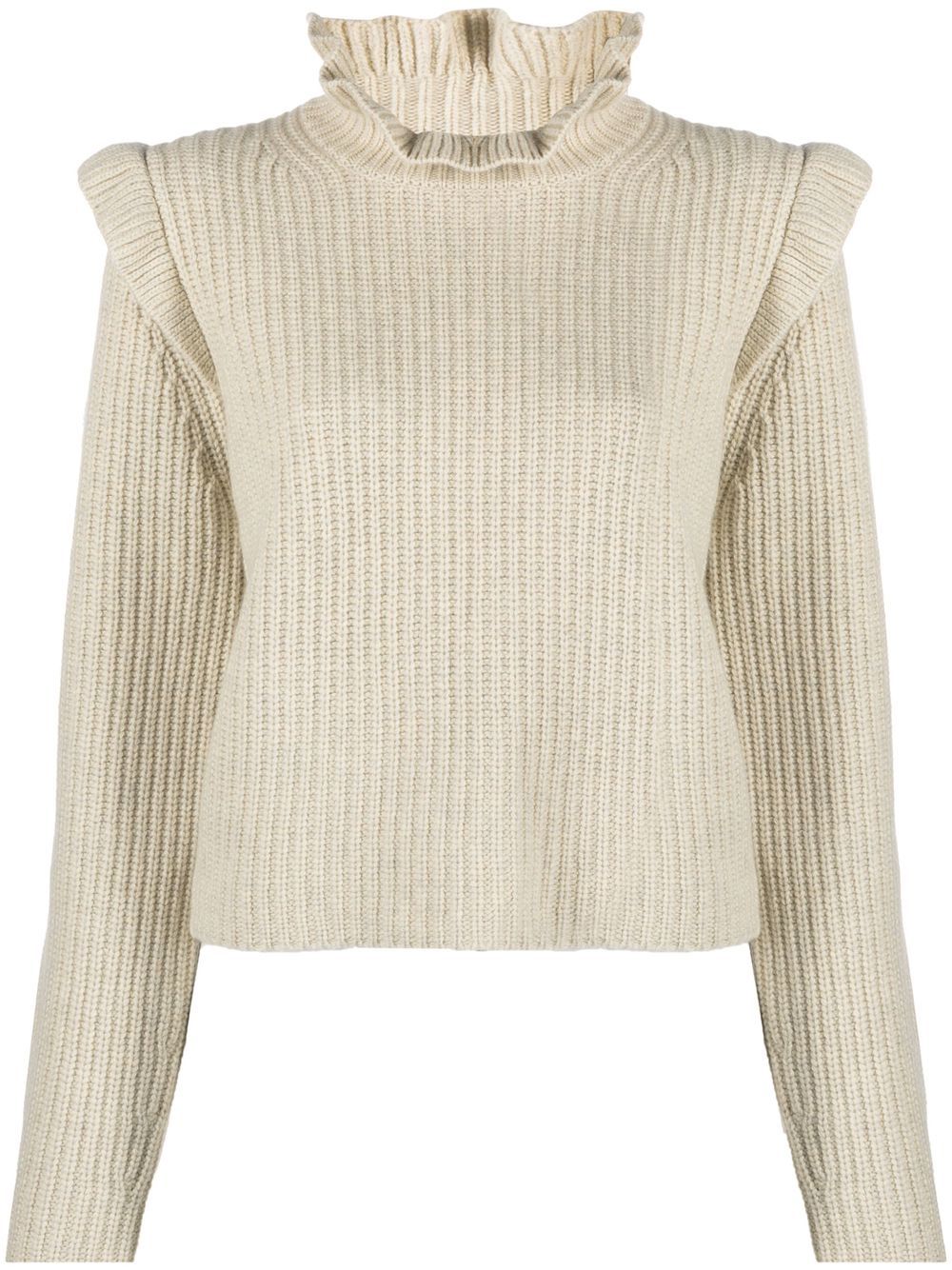 

See by Chloé ruffled rib-knit jumper - Neutrals