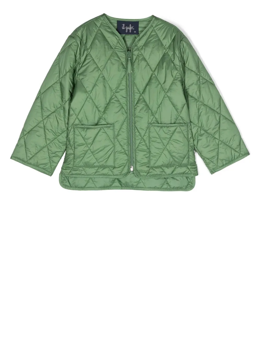 

Il Gufo collarless diamond-quilt jacket - Green