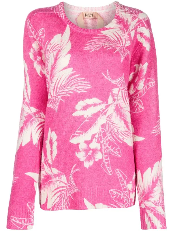 Nº21 leaf-print Knitted Jumper - Farfetch