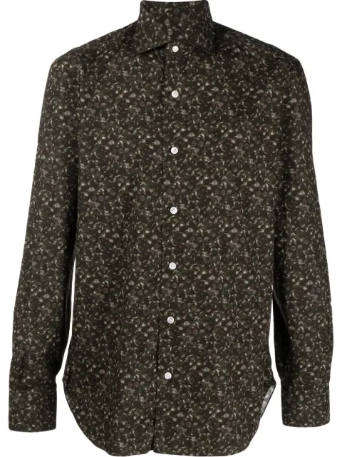 Barba camouflage-print button-down shirt