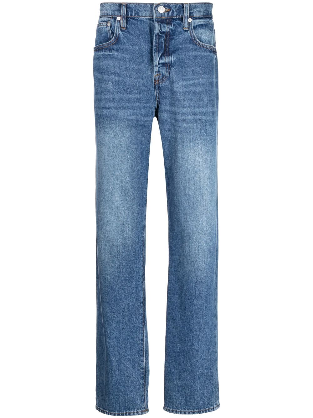 Frame Low-rise Straight Jeans In Blau