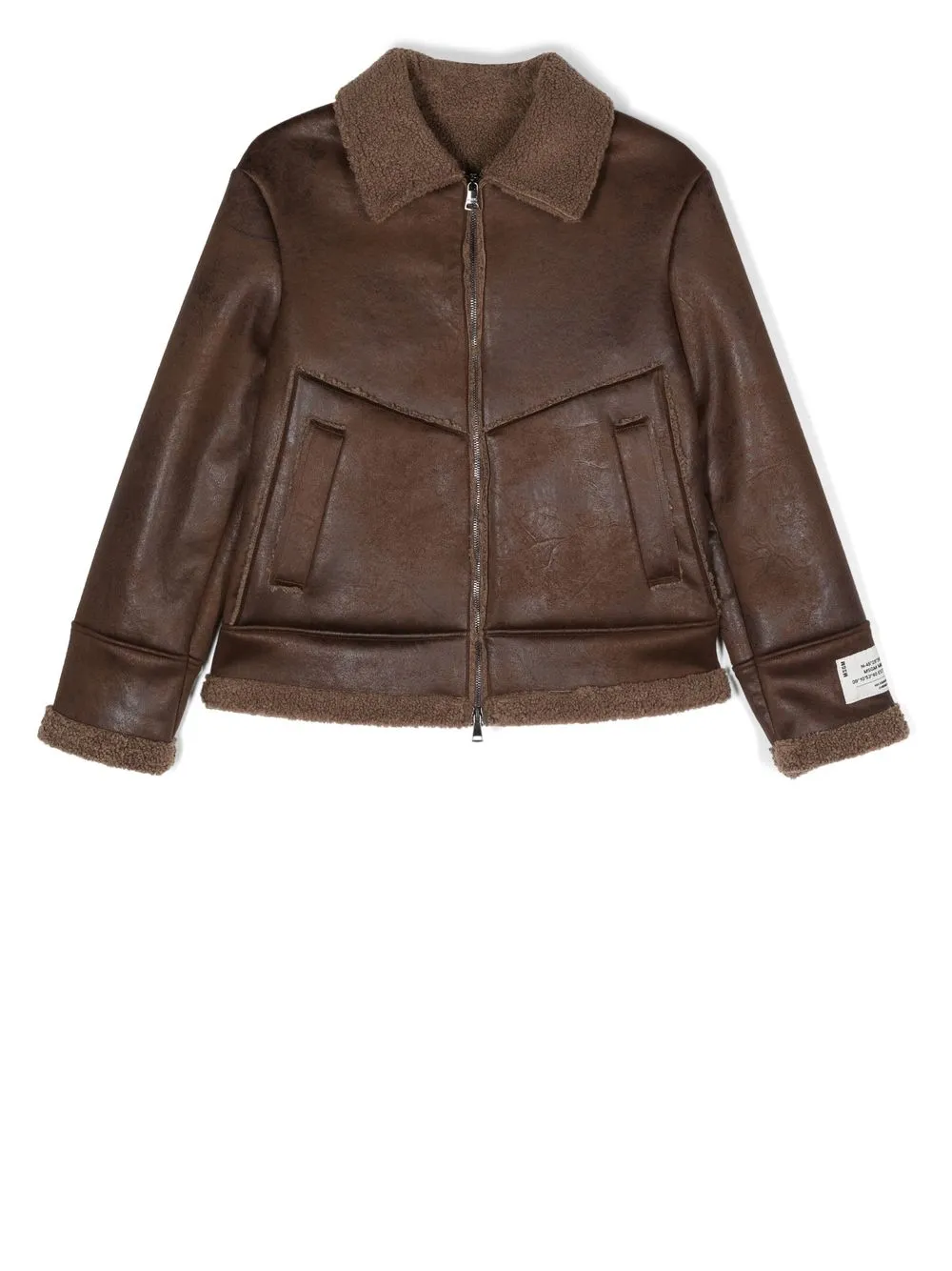 

MSGM Kids faux-leather bomber jacket - Brown