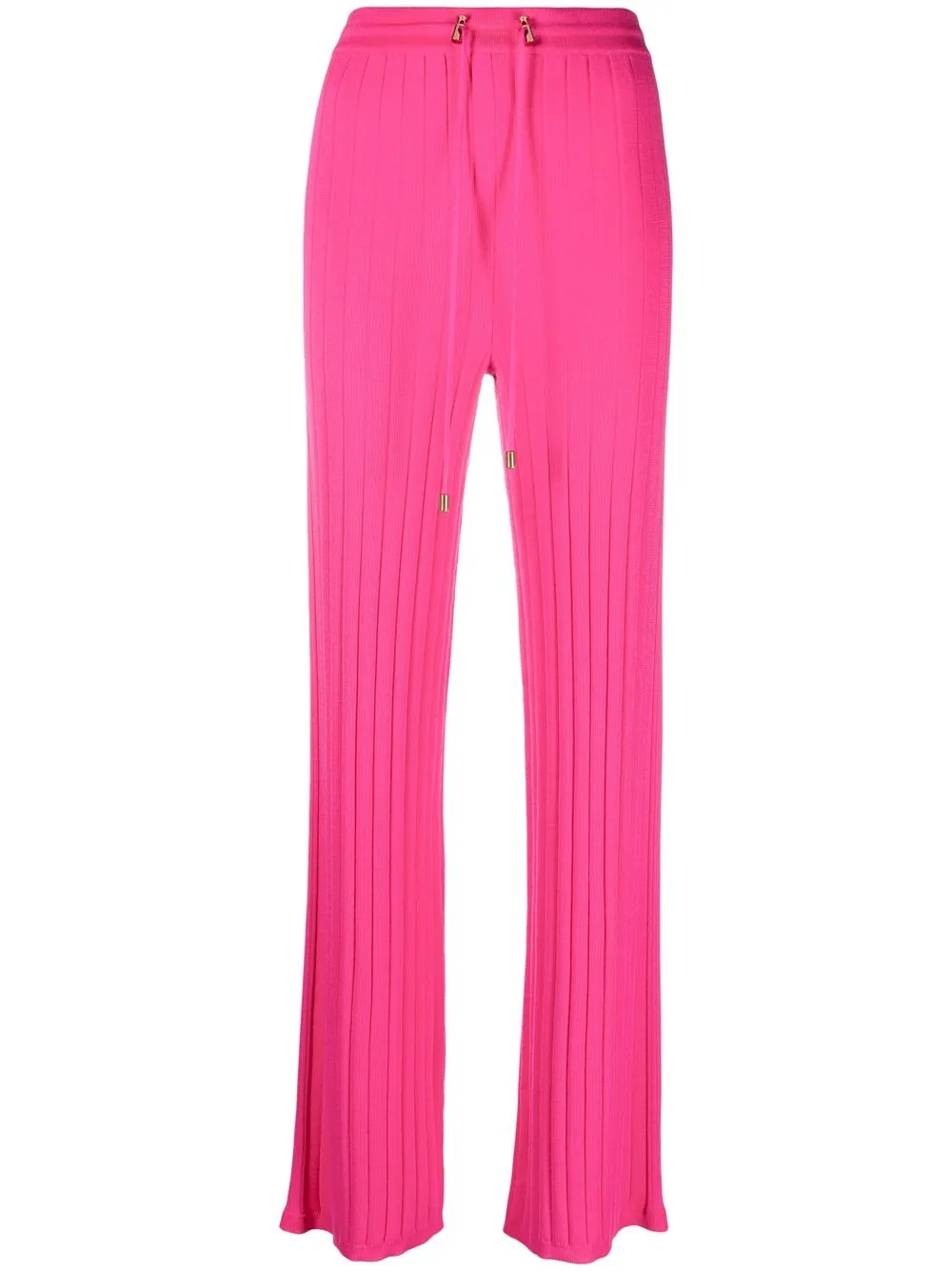 

Balmain ribbed-knit track pants - Pink