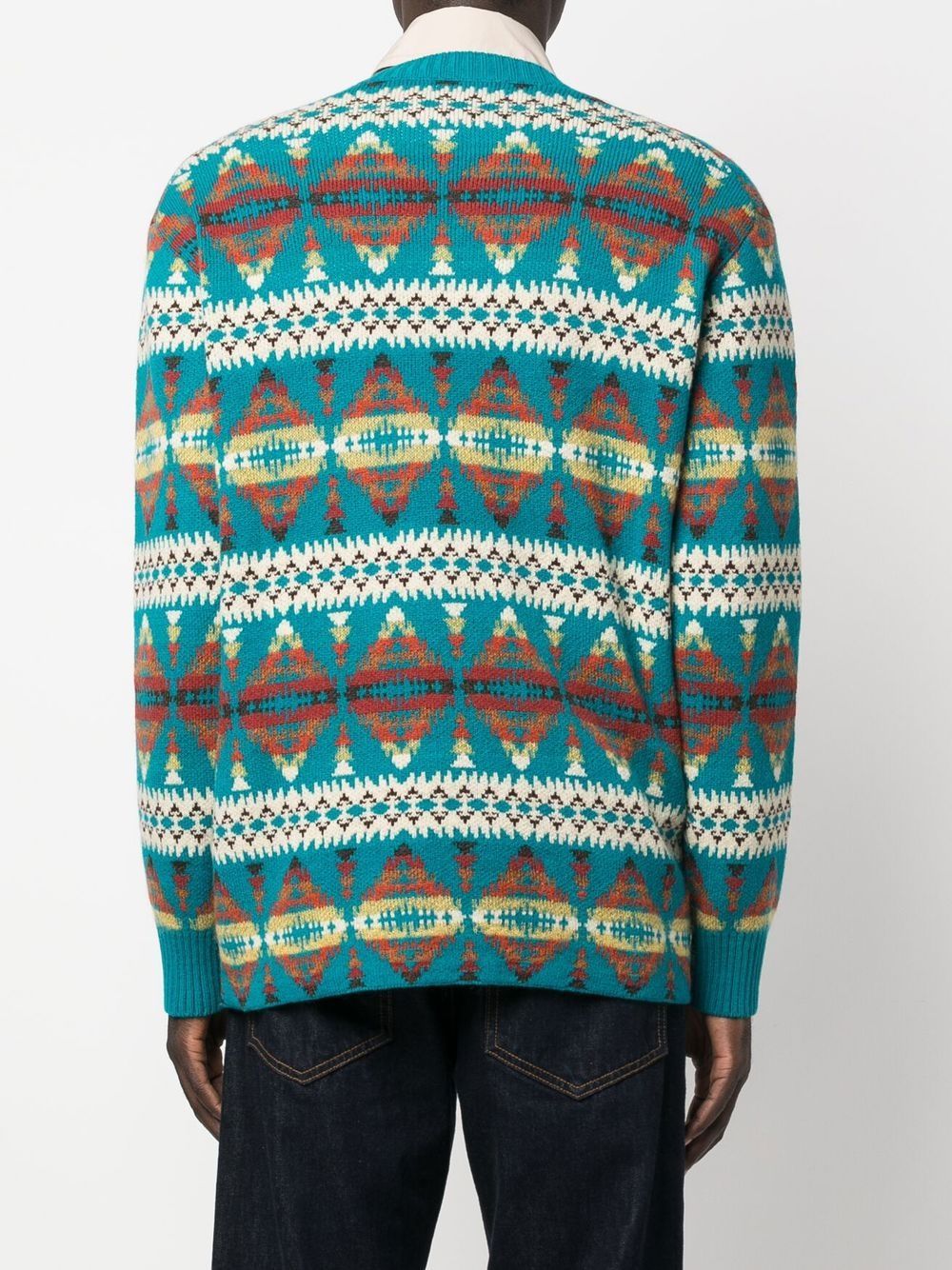 Shop Junya Watanabe Intarsia-knit Wool Jumper In Blue