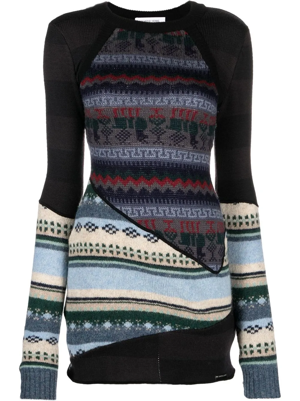 

Marine Serre Fair Isle knit panelled dress - Black