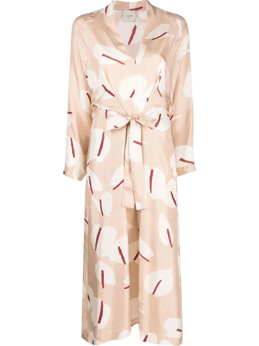 

Alysi abstract-print silk midi dress - Neutrals