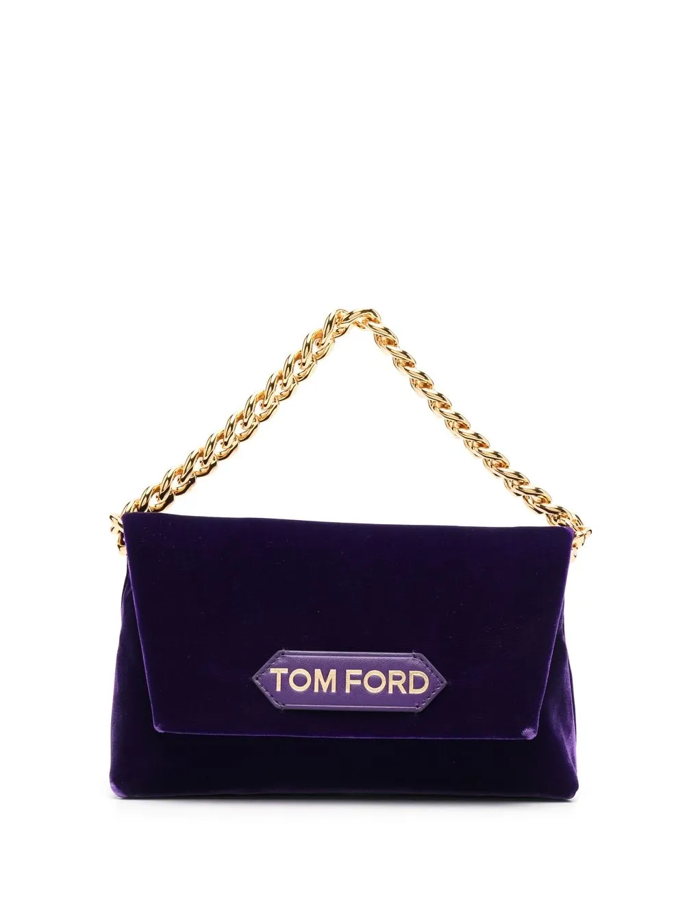 

TOM FORD bolsa de mano de terciopelo con parche del logo - Morado