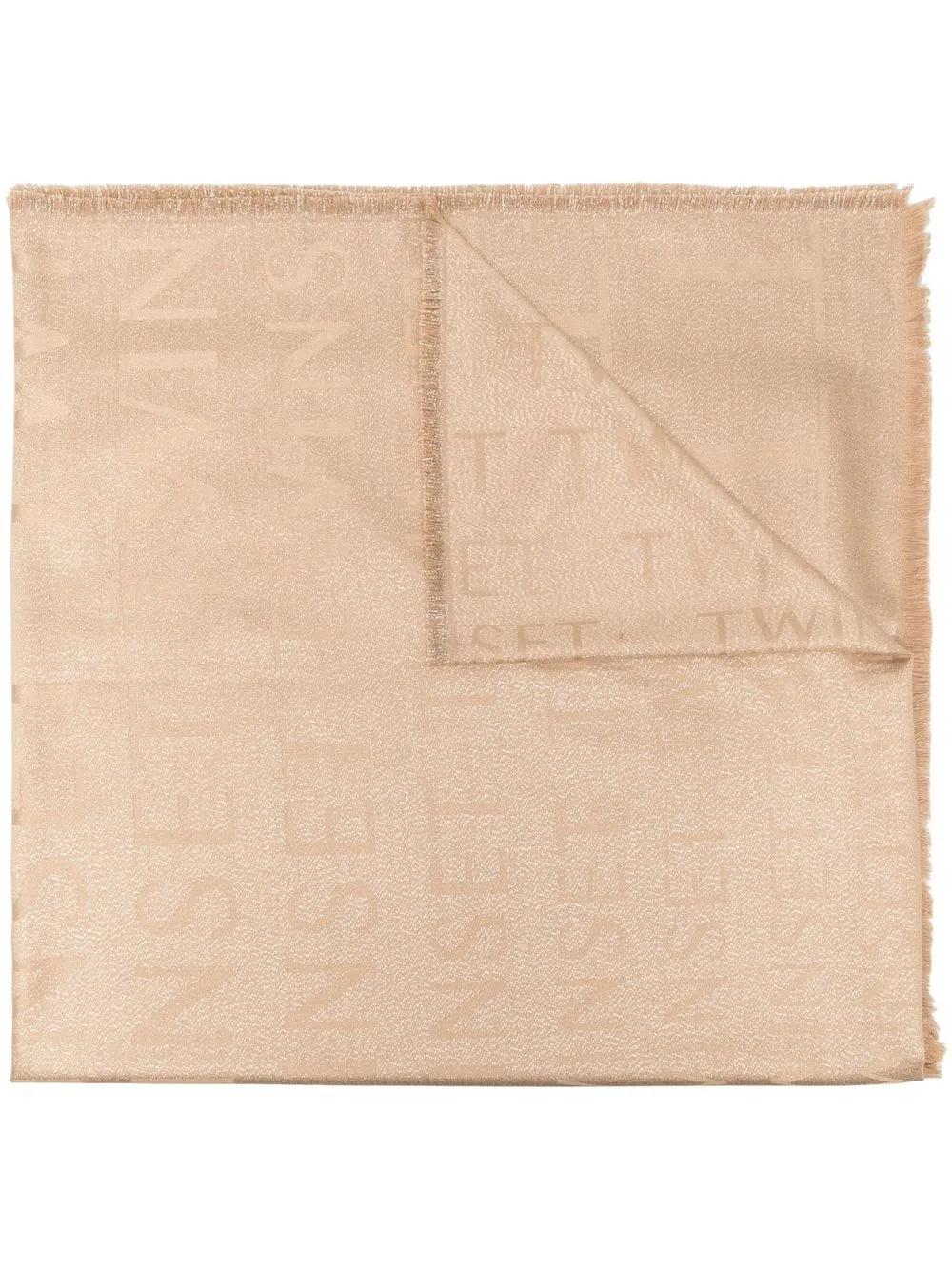 

TWINSET frayed monogram-jacquard scarf - Gold