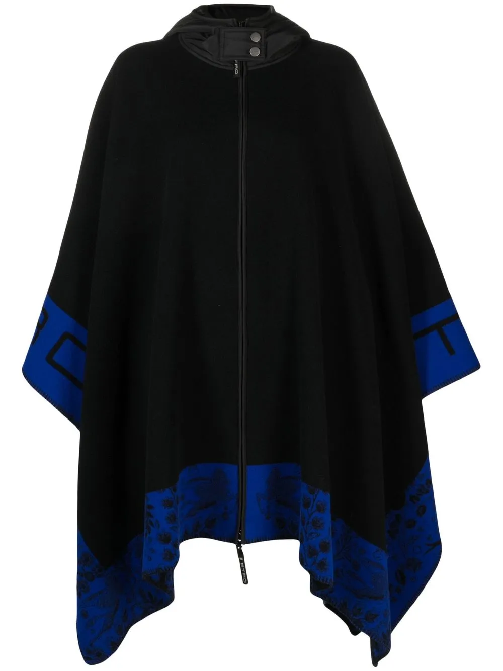 

ETRO graphic-trim cape - Black