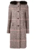 Cinzia Rocca plaid-check print hooded coat - Brown
