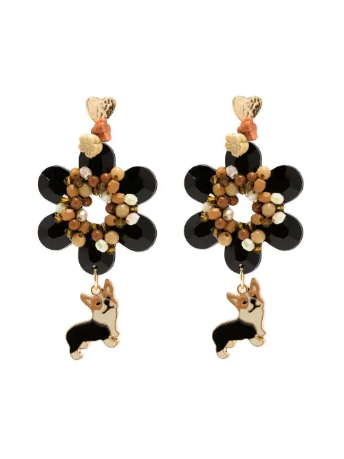 Boucles d'oreilles pendantes serties de perles brodées - Amir Slama - Modalova