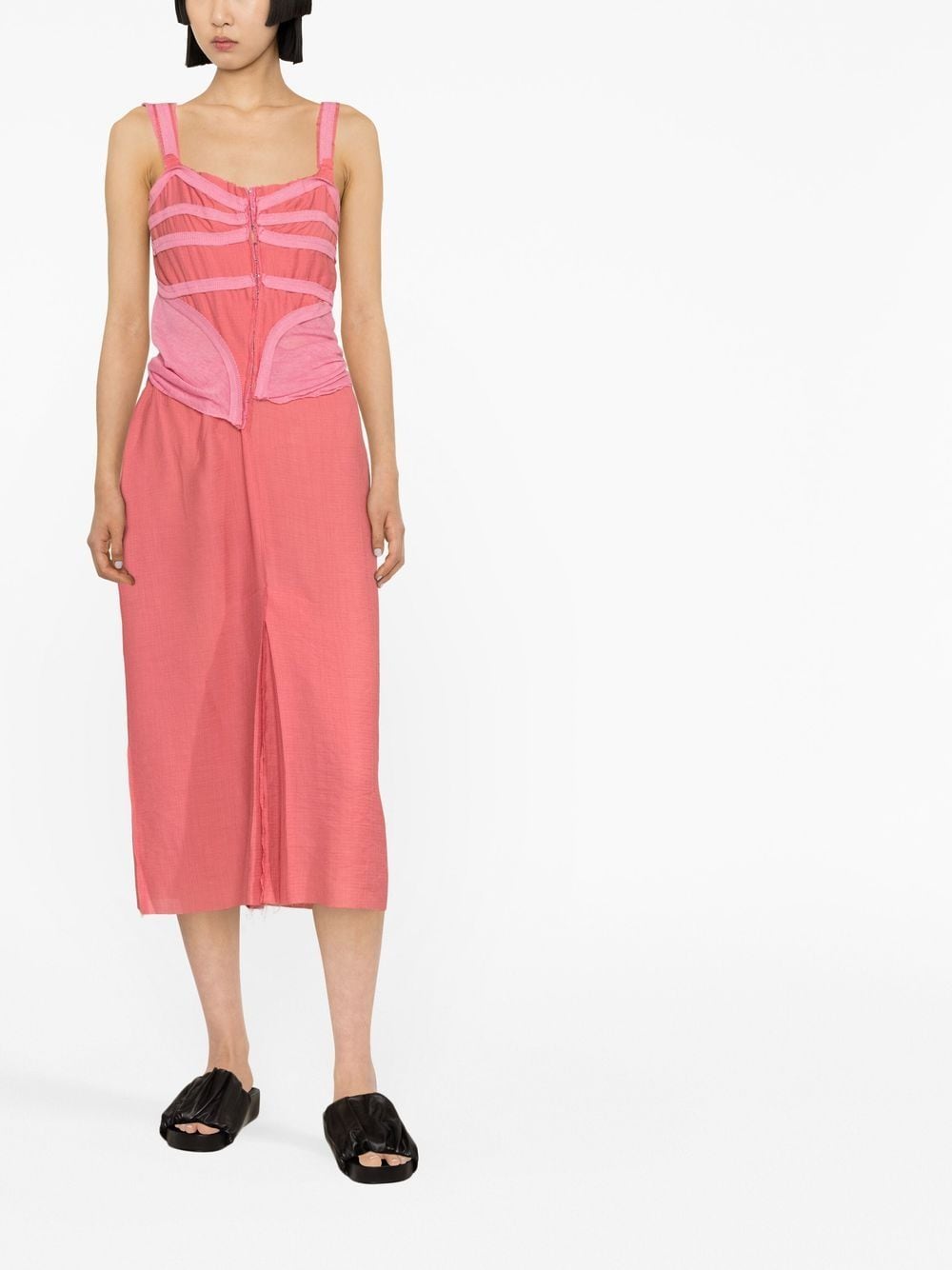 Shop Talia Byre Tape-detail Sleeveless Midi Dress In Pink