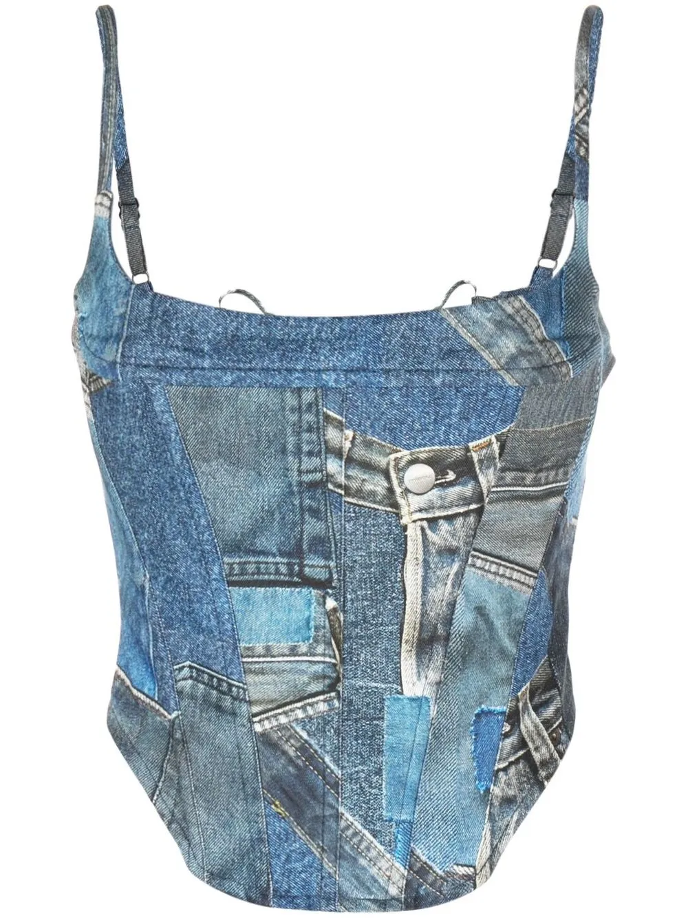 Miaou Venus Denim Corset Top Farfetch