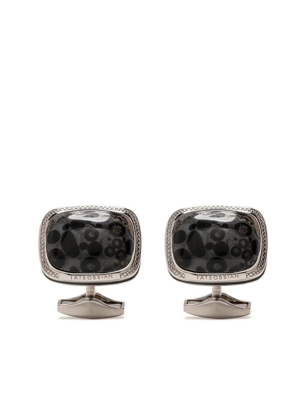 

Tateossian Rhodium marbled cufflinks - Brown