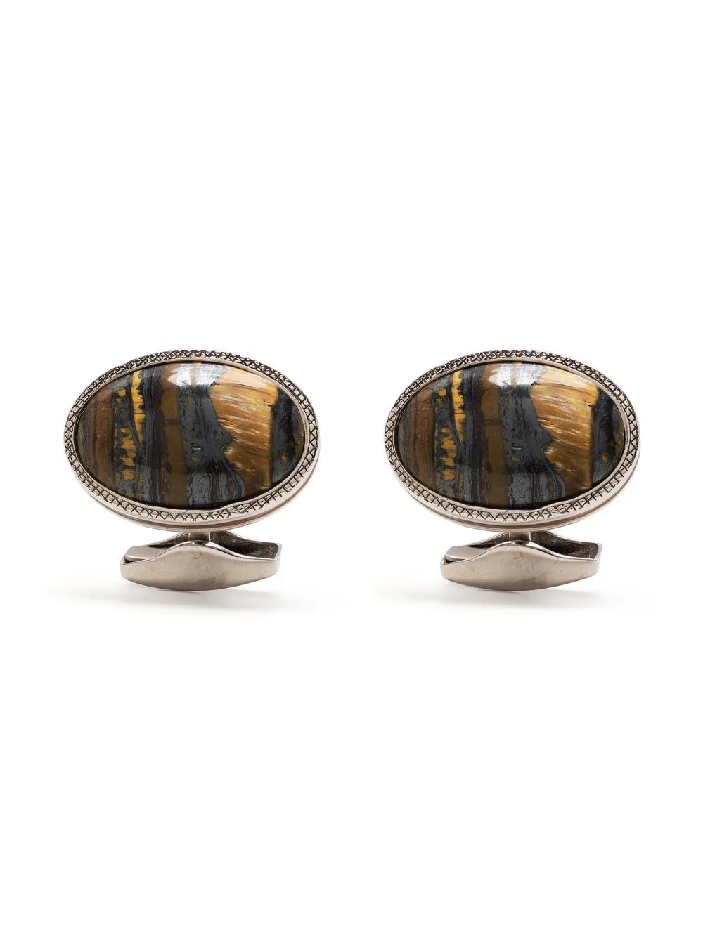 

Tateossian Tiger Iron layered gemstone cufflinks - Brown