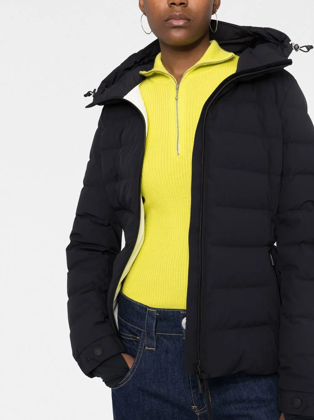 Moncler Funnel Neck Padded Jacket In Black