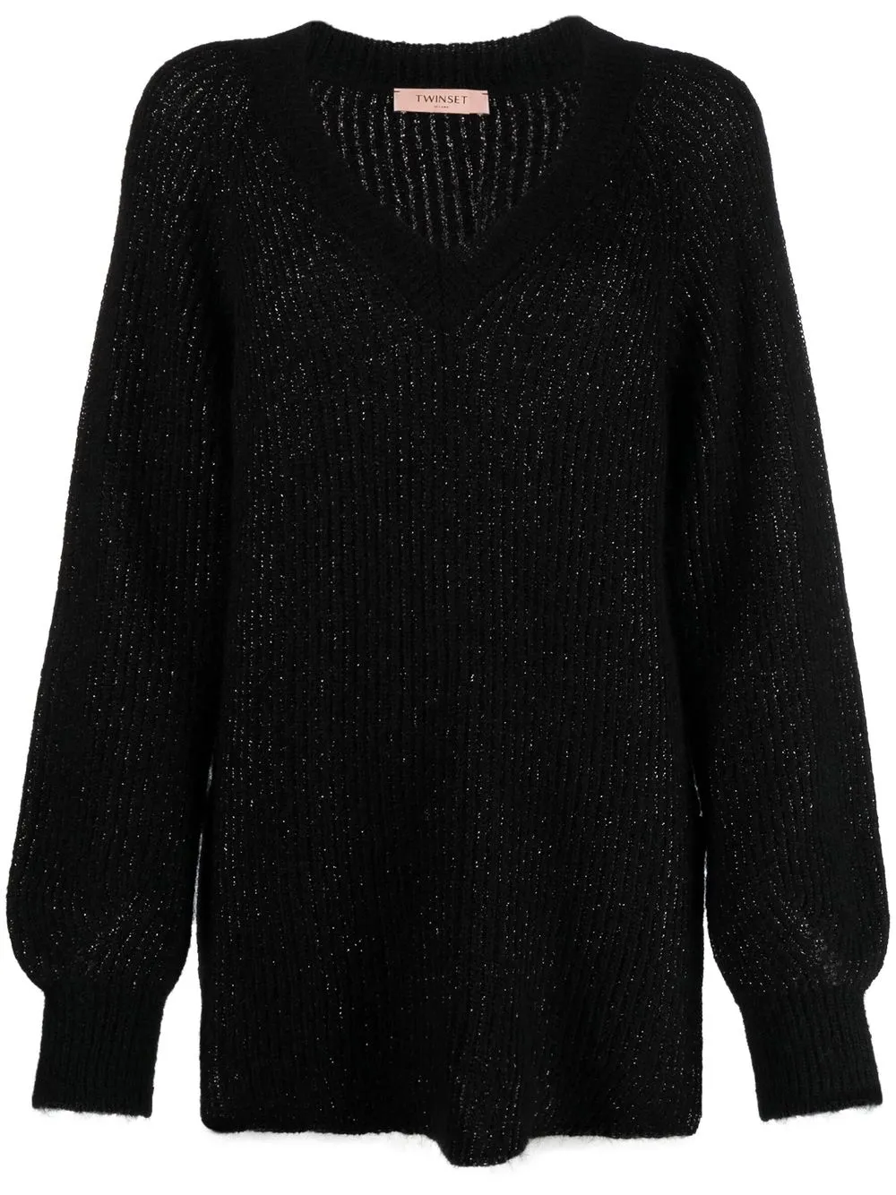 

TWINSET lurex-knit V-neck jumper - Black