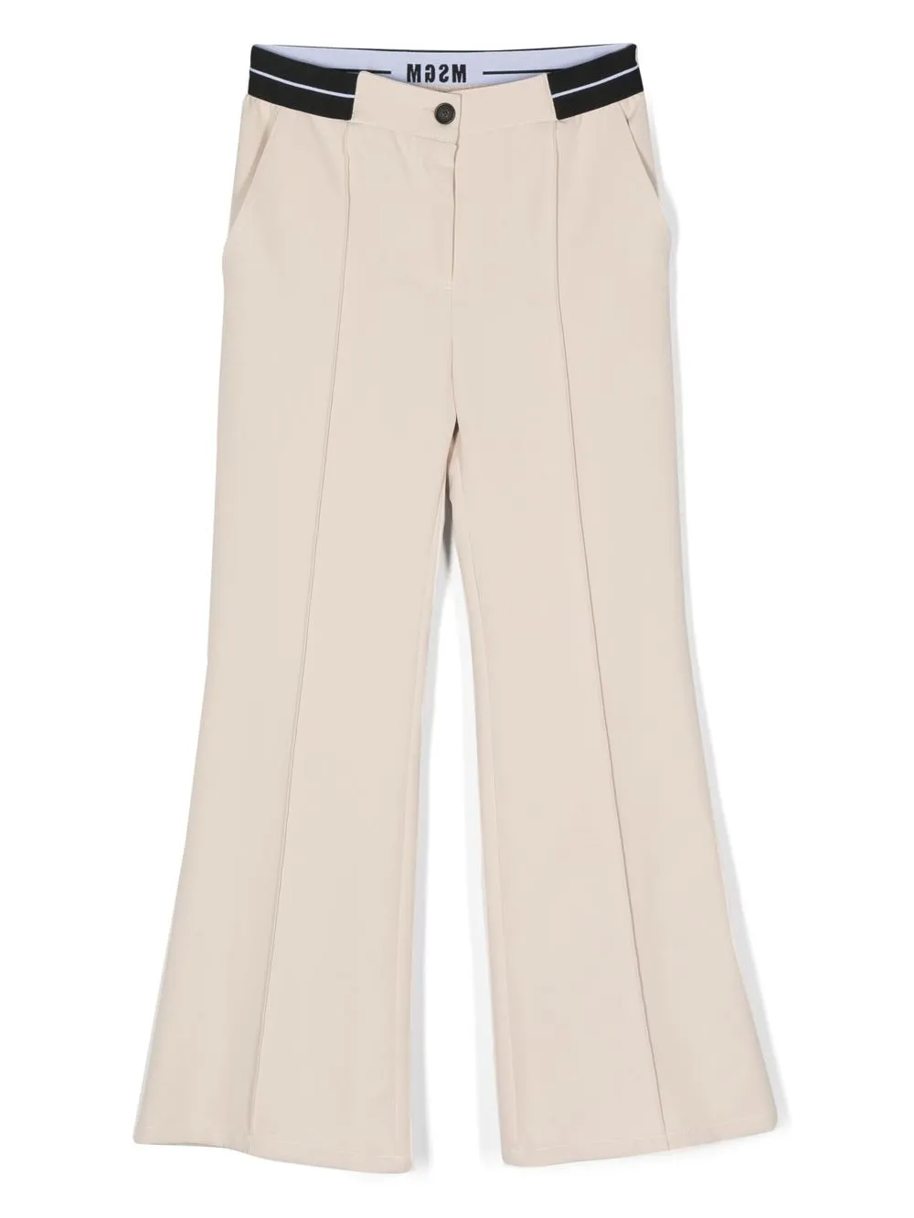 

MSGM Kids logo-waistband detail trousers - Neutrals