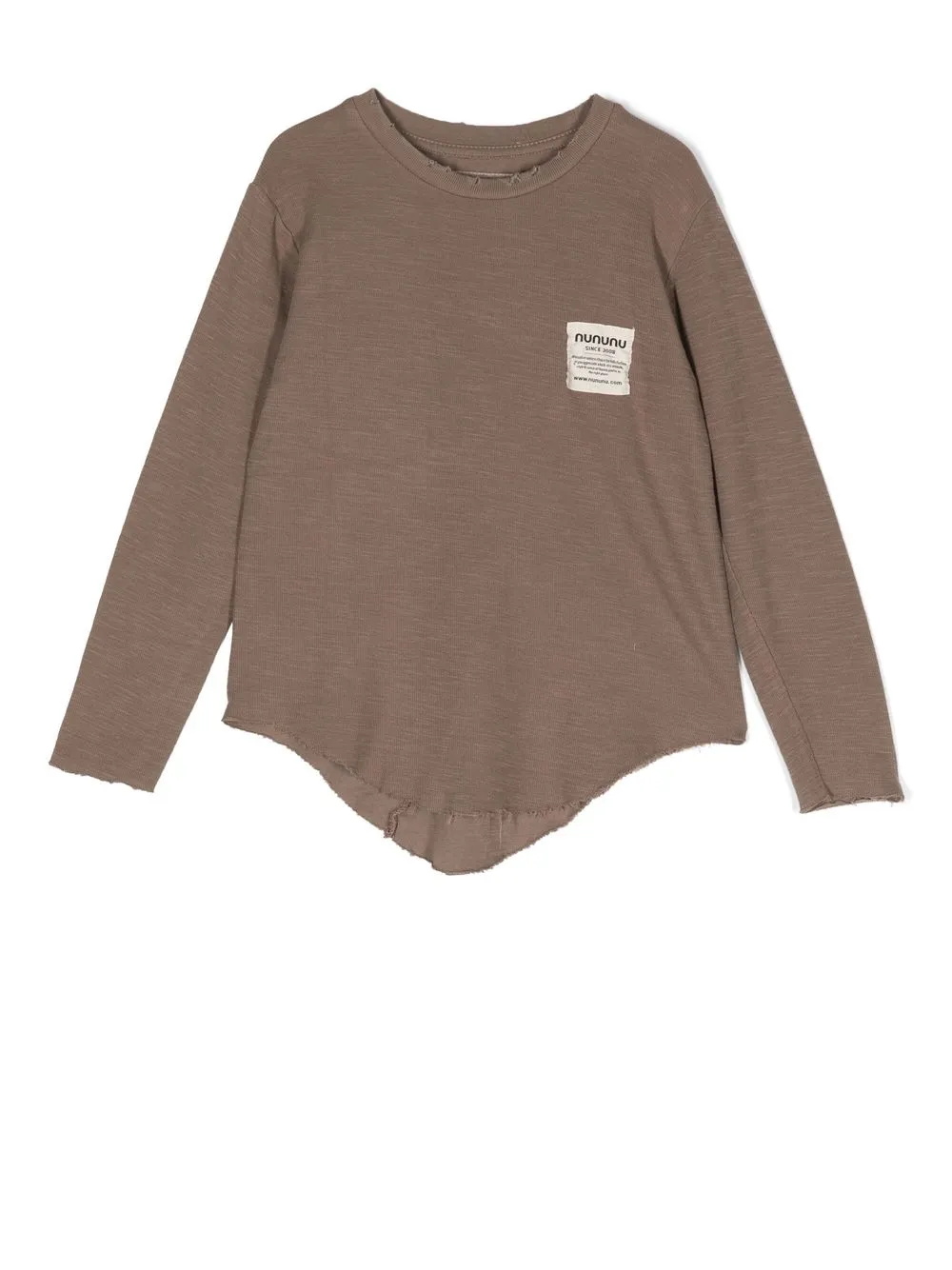 

Nununu asymmetric hem frayed sweatshirt - Brown