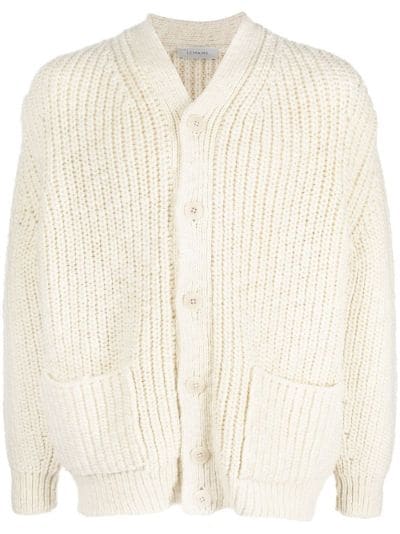 Lemaire V-neck knitted wool cardigan neutrals | MODES