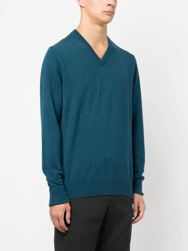 Ballantyne ribbed-knit V-neck Sweater | Blue | FARFETCH RO