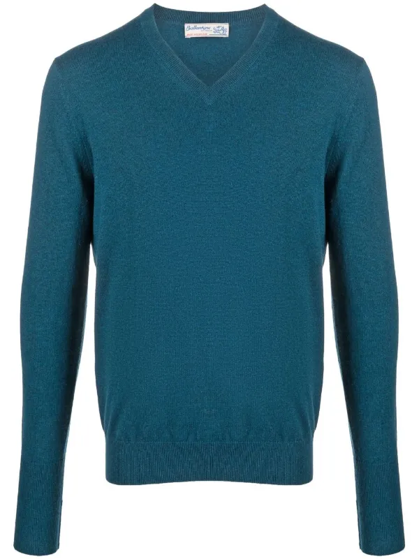 Ballantyne ribbed-knit V-neck Sweater | Blue | FARFETCH RO