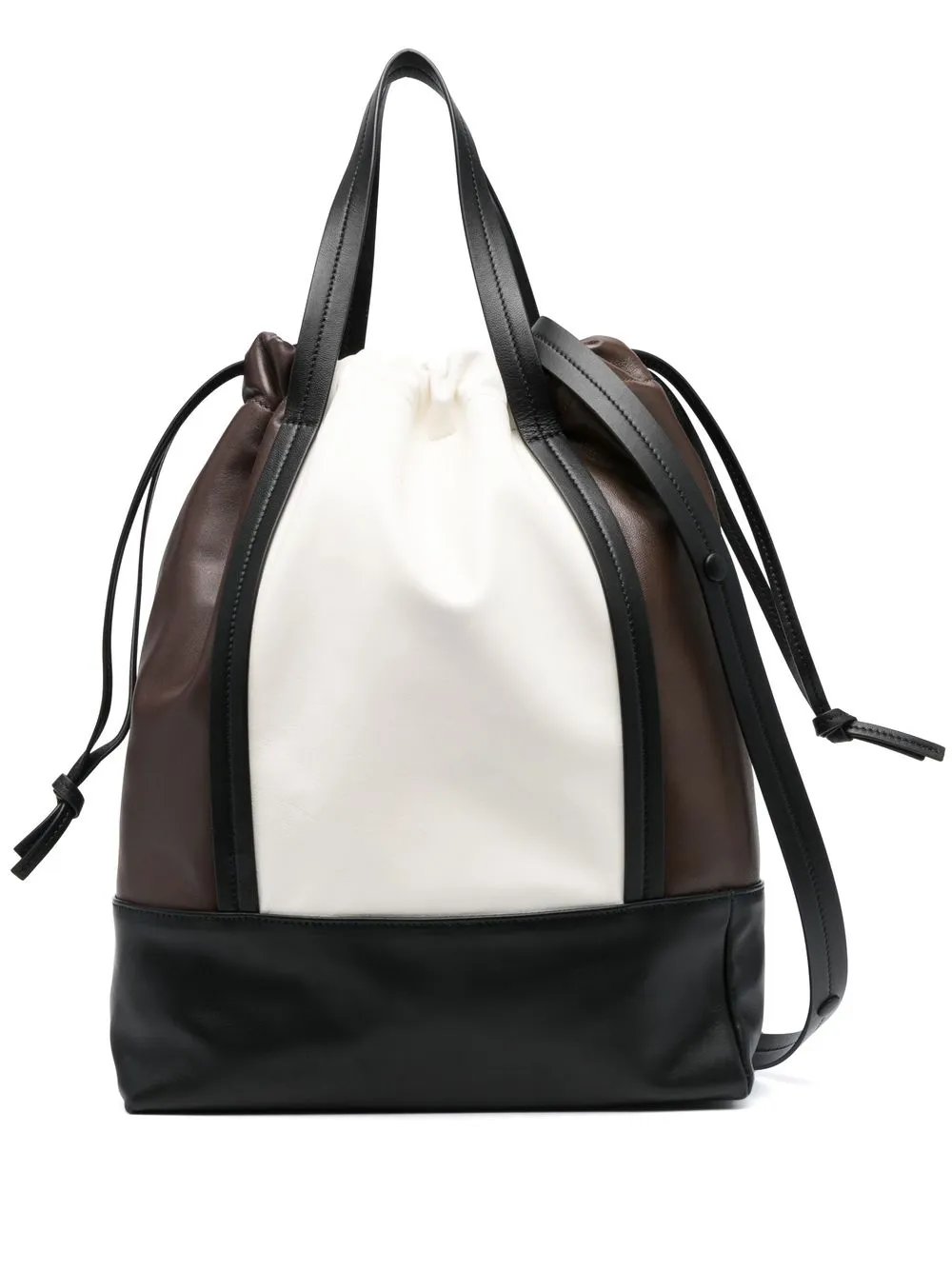 

Plan C tri-colour drawstring tote bag - Brown