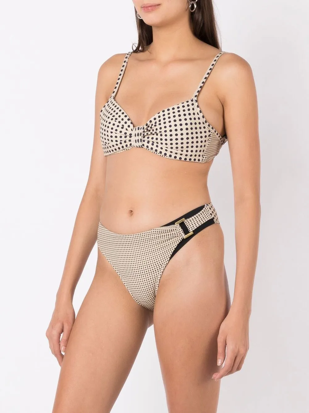 Shop Amir Slama Polka-dot Hardware-detail Bikini In Neutrals