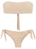 Amir Slama gathered-detailing bandeau bikini - Neutrals