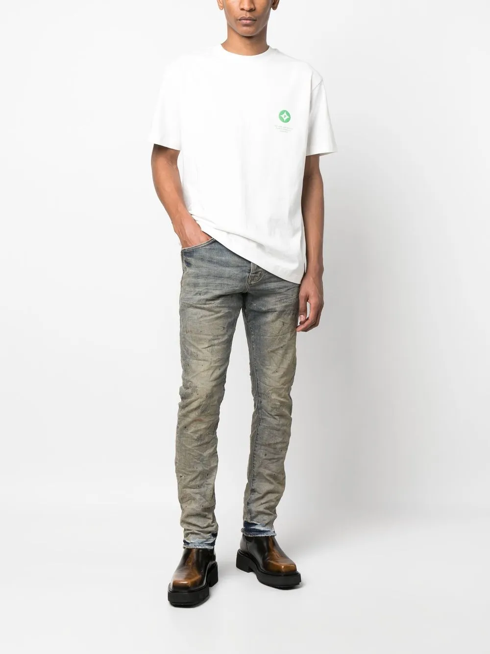 Purple Brand T-shirt met logoprint - Wit