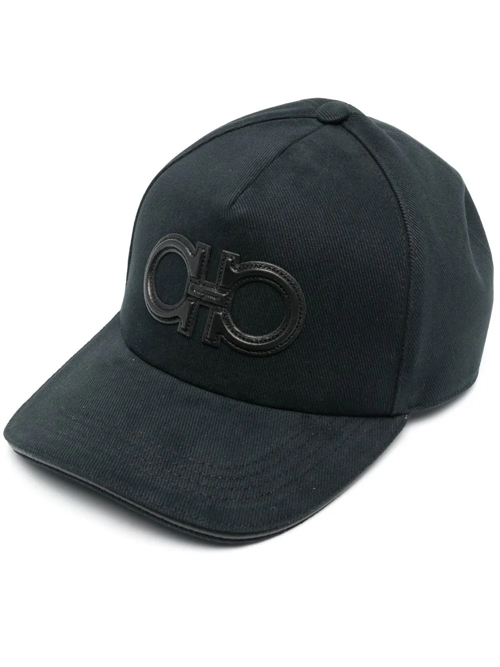 FERRAGAMO LEATHER-PATCH LOGO CAP