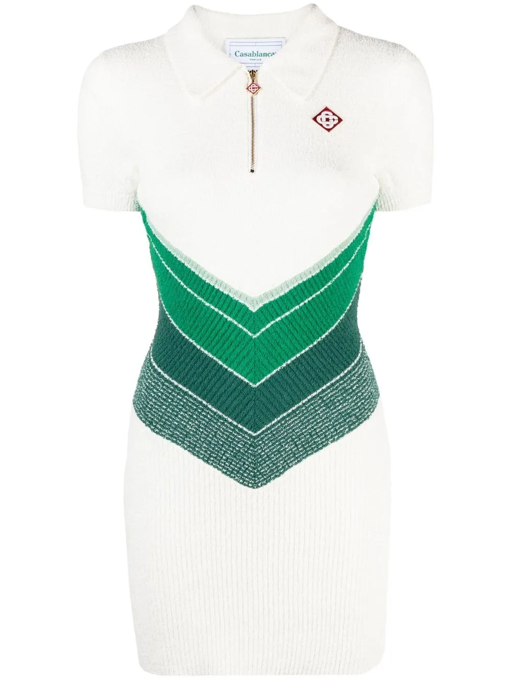 

Casablanca chevron-knit polo dress - White