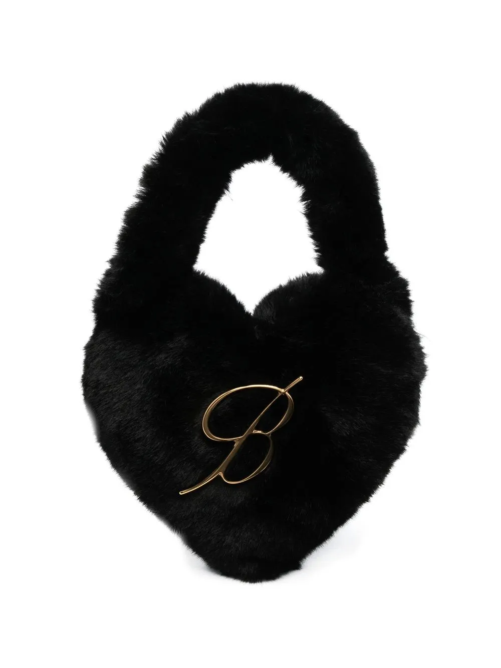 

Blumarine logo-plaque faux fur tote bag - Black