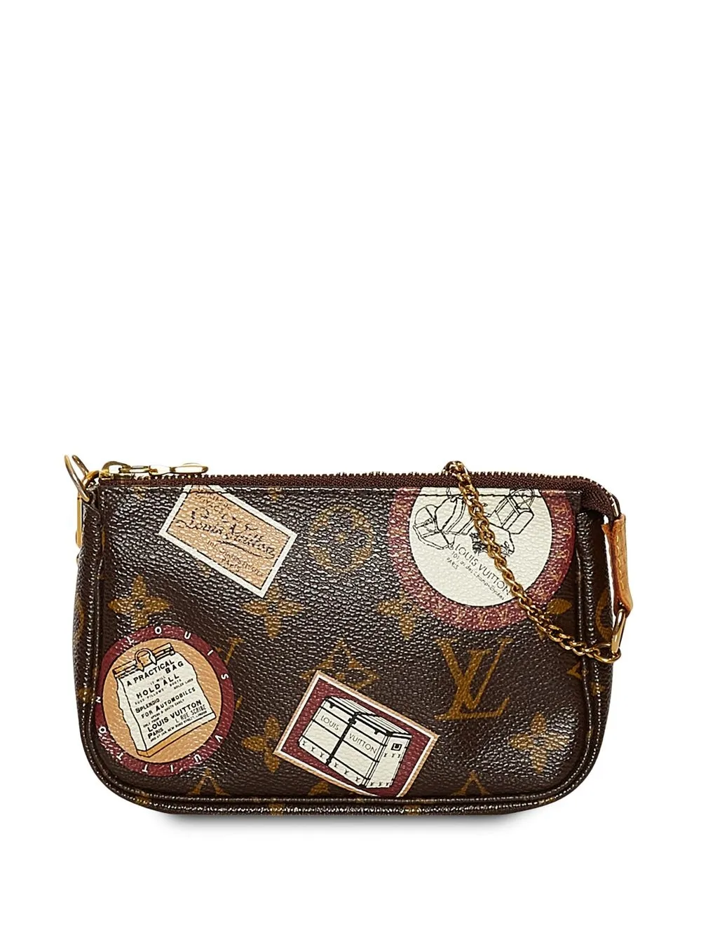 

Louis Vuitton 2008 pre-owned monogram trunk labels print mini Pochette Accessoires handbag - Brown