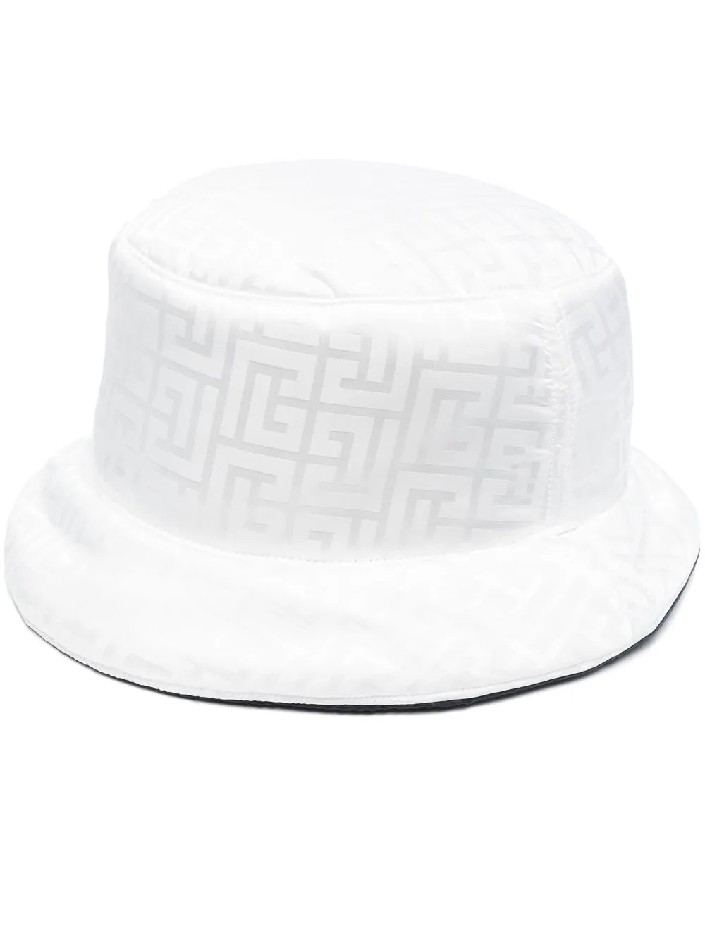 

Balmain gorro de pescador reversible con logo geométrico en jacquard - Blanco