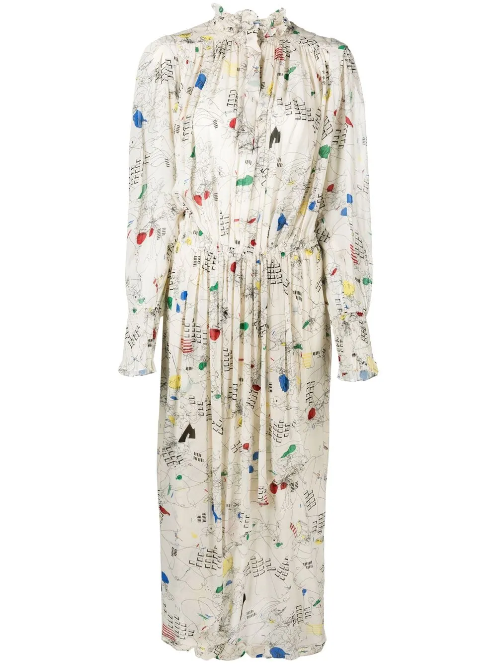 

Isabel Marant Étoile vestido midi con motivo abstracto - Blanco